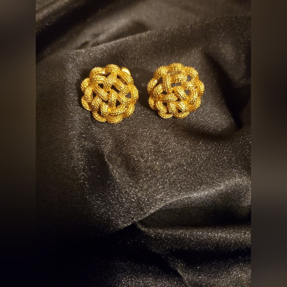 Monet Braided Knot Gold Tone Dome Earrings